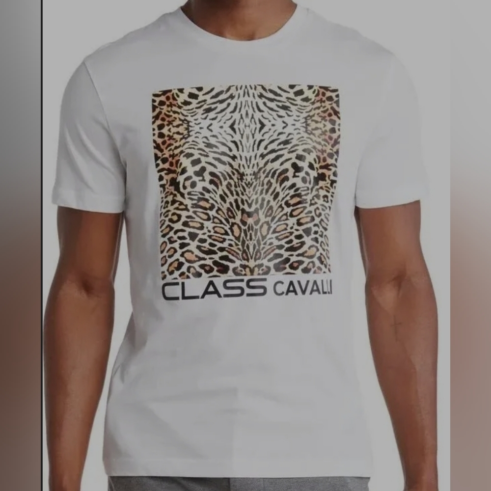 🔥 Roberto Cavalli Class Leopard Print Logo T-Shirt Multiple Sizes